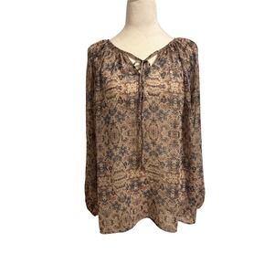 Cabi small oversized pnk floral fairy sheer tunic‎ top blouse gardengirl cottage